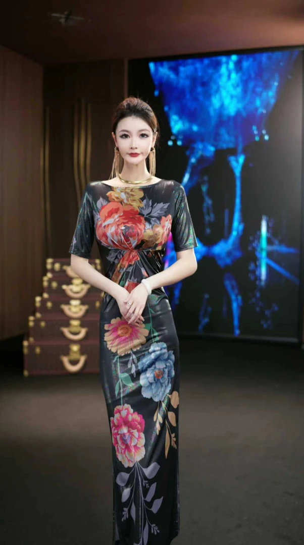 YINGHOU【曼曼】时尚轻奢夏季优雅法式设计师连衣裙D1668