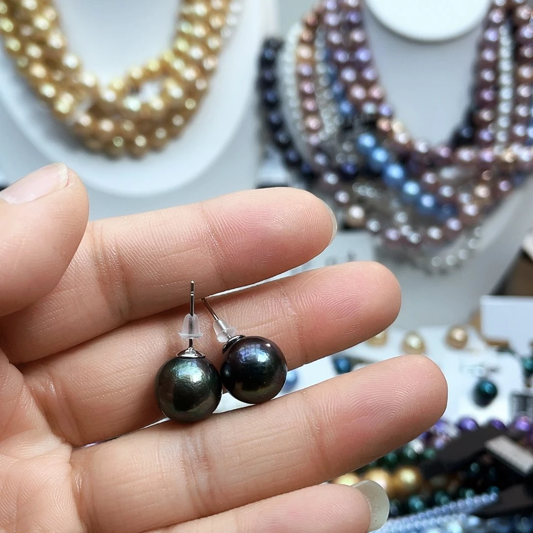 淡水珍珠耳饰银S925镶嵌