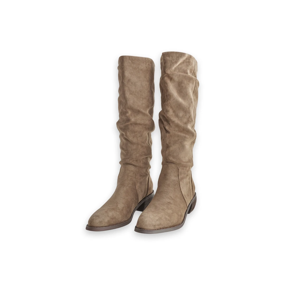 “巴恩风堆堆靴”复古巴恩风柔软舒适尖头粗跟靴子CY5CW81717