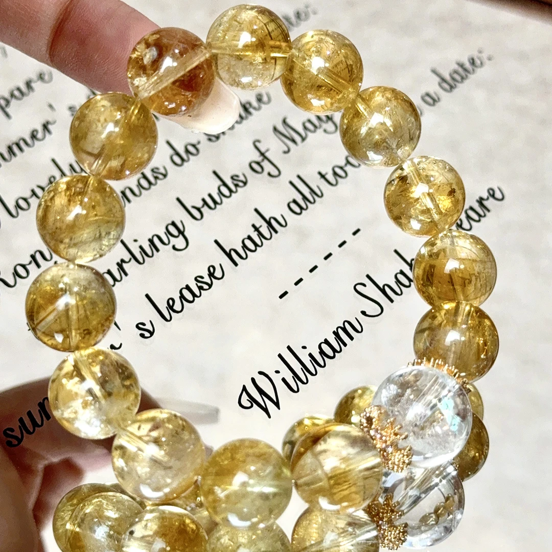 【金蟾】黄水晶✖️白阿塞设计款单圈手串