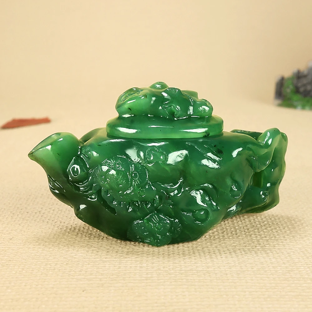 和田玉碧玉《喜上眉梢》壶把件214