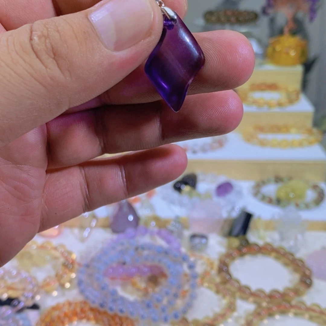 银S925镶嵌手串水晶紫水晶吊坠