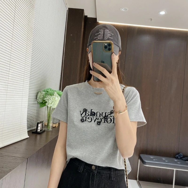 IMFLY金小金自制女装 T恤DYW8626春夏季休闲百搭短袖打底衫上衣