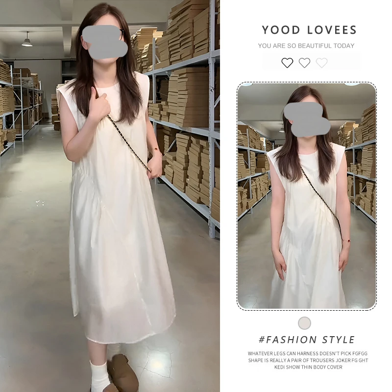 法式高级感气质优雅连衣裙女装2026夏季新款小个子无袖漂亮长裙子