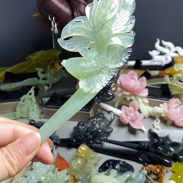 岫玉未镶嵌发簪发簪