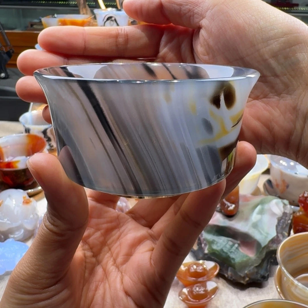 偶***玩玛瑙/玉髓未镶嵌玛瑙茶杯