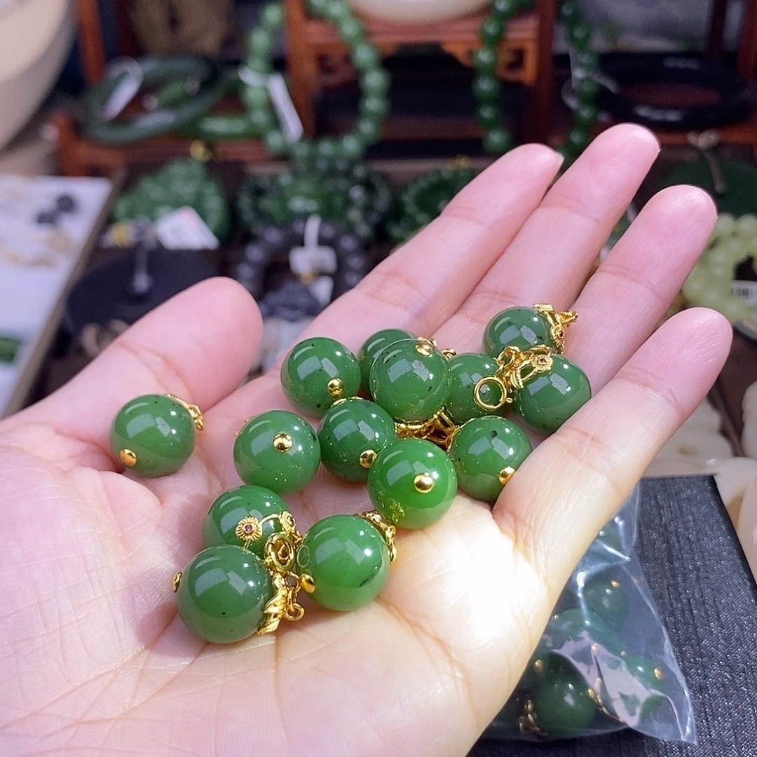 和田玉多样性发一 925.银碧玉圆珠未镶嵌