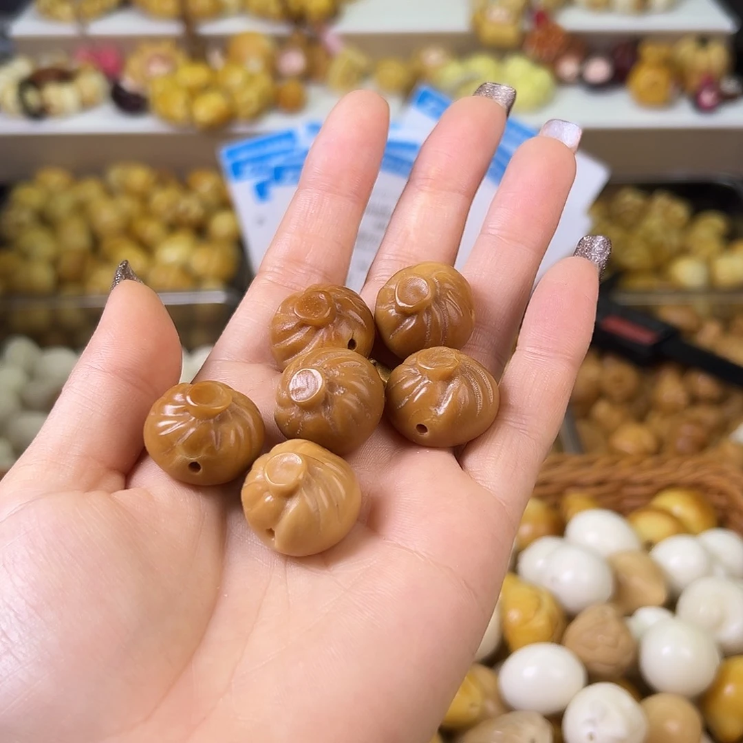 菩提根/象牙果吊坠瑕疵咖色包子6颗有裂