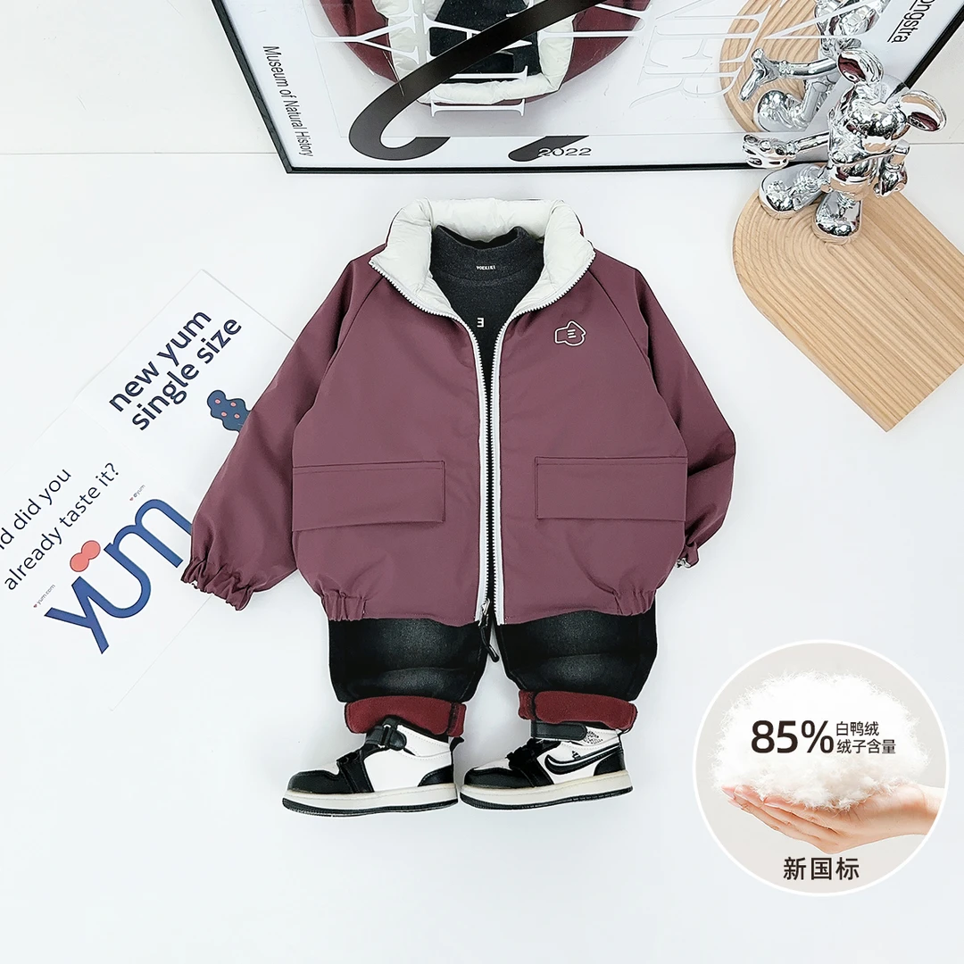 儿童冬季羽绒服男童白鸭绒2025新款两面穿 D-88106 悠悠童话童装