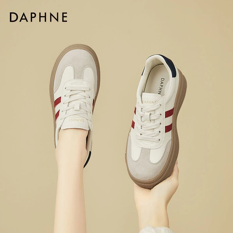 达芙妮德训鞋女2025新款春秋季厚底百搭旅游鞋系带百搭运动休闲鞋