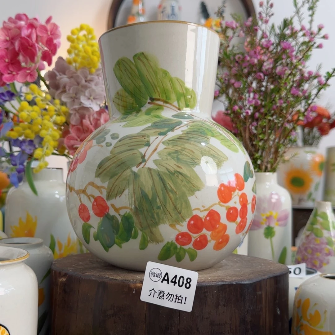 摆件景德镇陶瓷手绘小花瓶摆件无孔