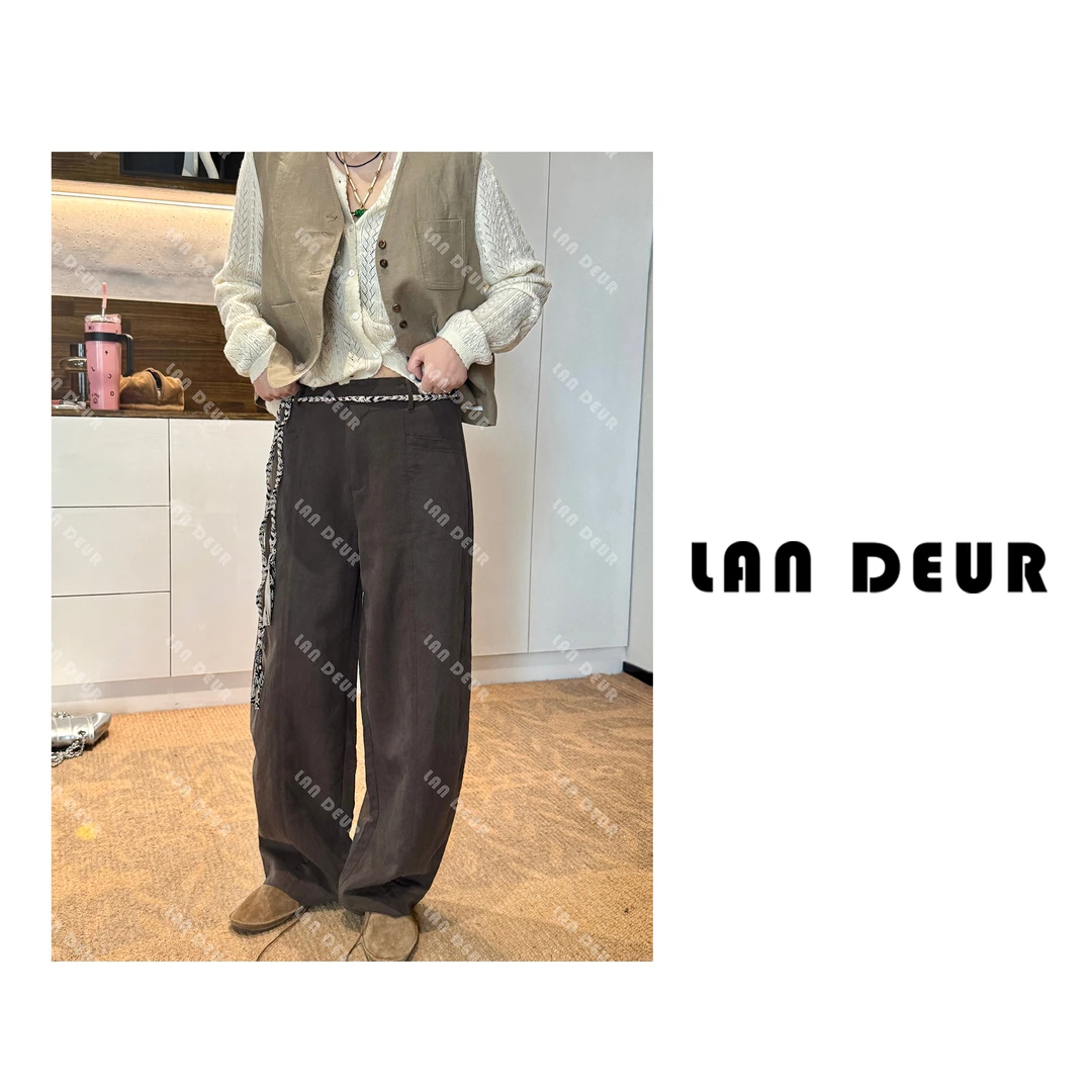 JIUJIU【暖风晚巷】咖色直筒休闲裤百搭长裤复古春款