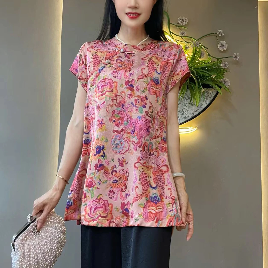 junshangqiyi/君尚绮依小衫薄款斜襟女士气质常规款立领国风上衣