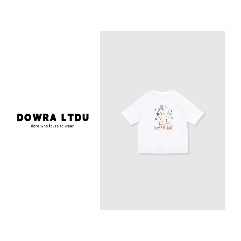 朵拉【心动路口】25年夏季新款圆领小狗百搭短袖T恤女潮016-90670