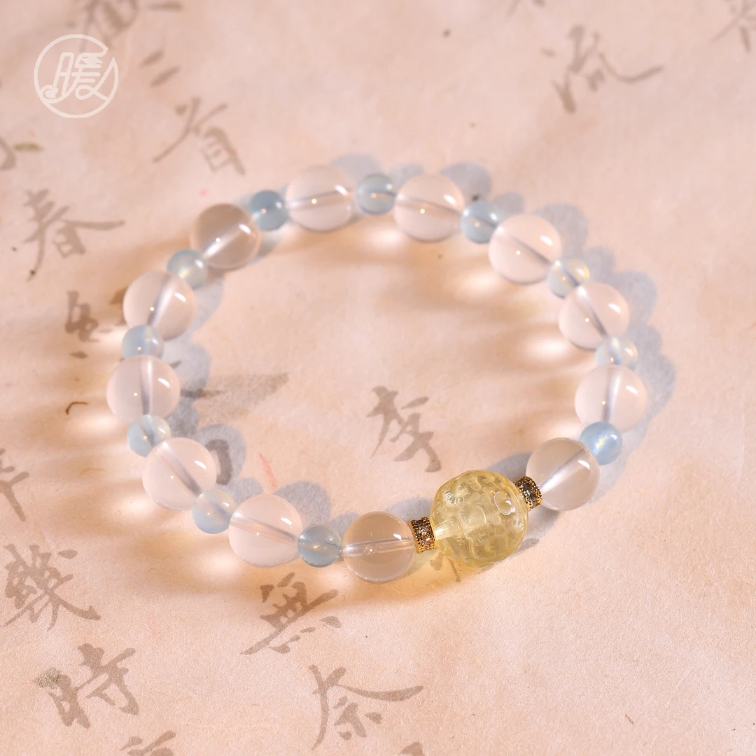 单圈水晶手串搭配黄水晶雕刻路路通手链C2511多样性发一