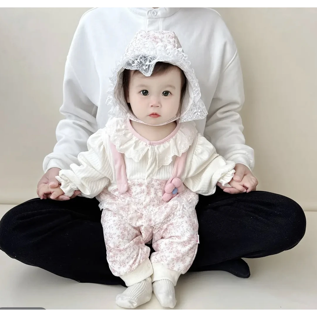 新款春季假两件宝宝衣服洋气碎花长袖哈衣婴儿春秋超萌连体爬爬服