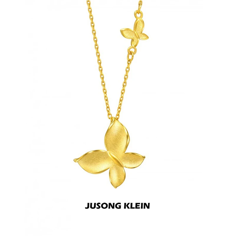 Jusong klein 钛钢项链 金色蝴蝶项链女轻奢小福蝶吊坠气质锁骨链