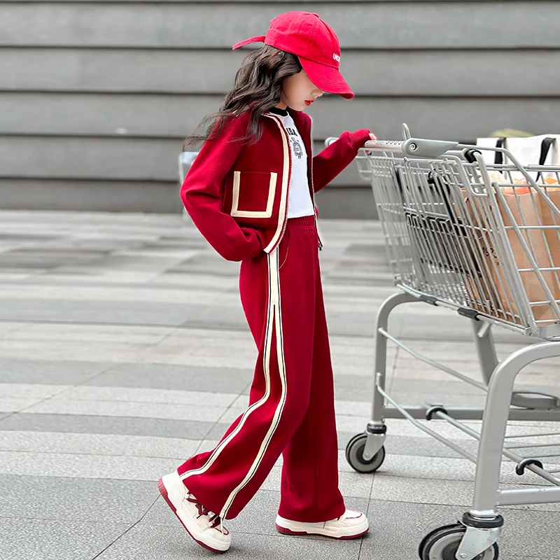 女童春装套装2025新款女大童休闲运动洋气两件套女孩时髦春秋潮款
