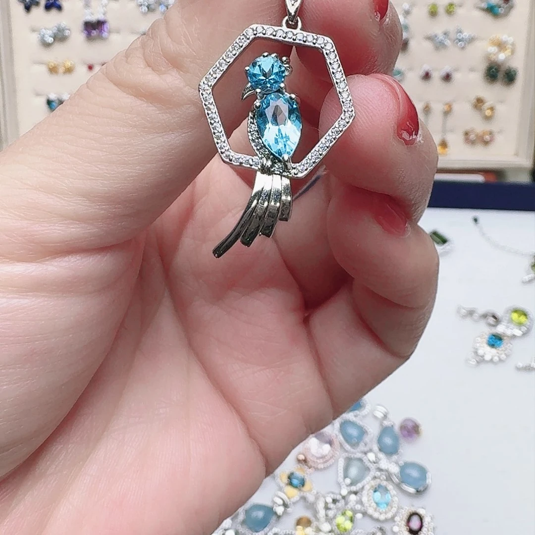 托帕石吊坠(不含链)银S925镶嵌