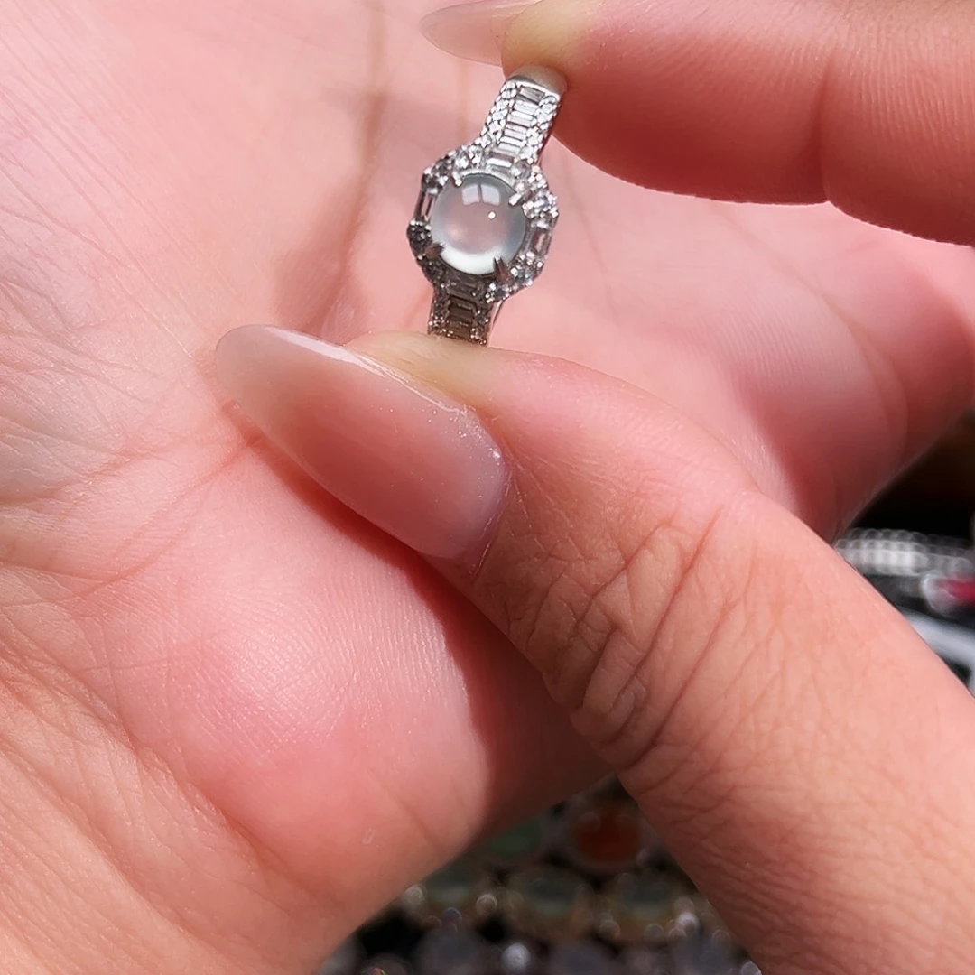 翡翠银S925镶嵌戒指缅甸天然A货翡翠戒指