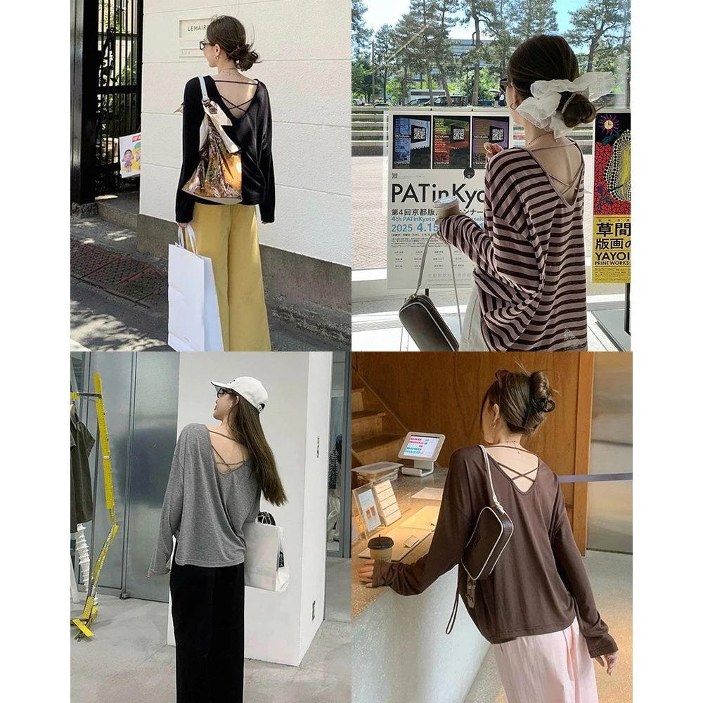 【mimius】七七 慵懒感宽松后背交叉设计长袖上衣 G05518