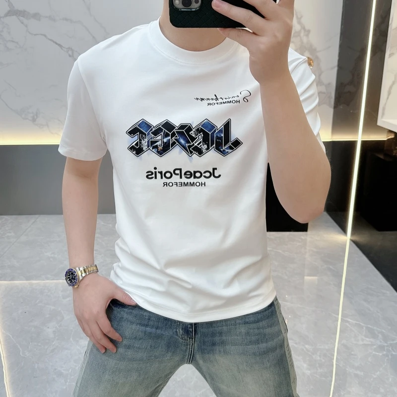 冰希名品.高奢精品男士圆领T恤字母网红时尚帅气短袖2025夏季新款