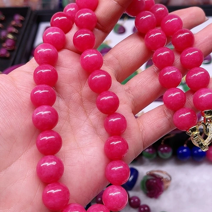 红宝石蔷薇项链银S925镶嵌