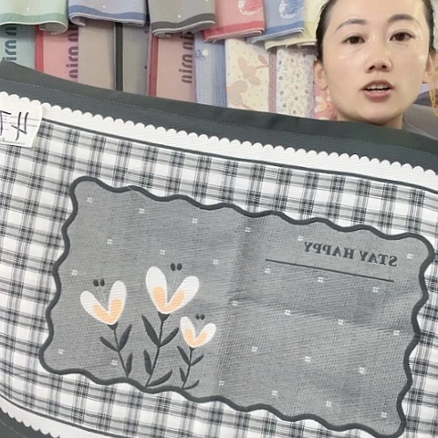 棉纱布黑色三朵花纯棉