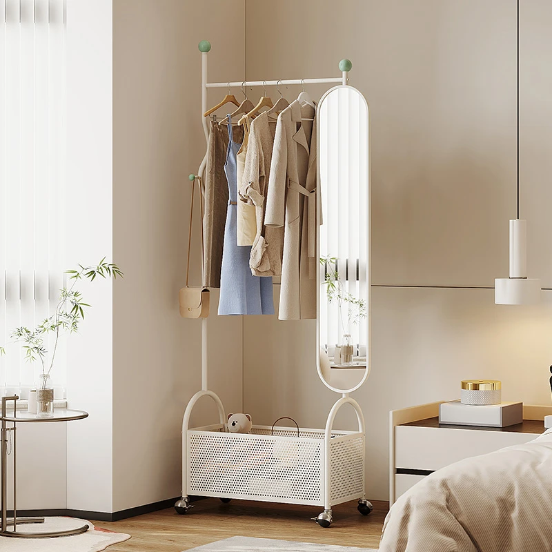 穿衣镜衣帽架一体家用多功能试衣镜挂衣架居家可移动全身落地镜子