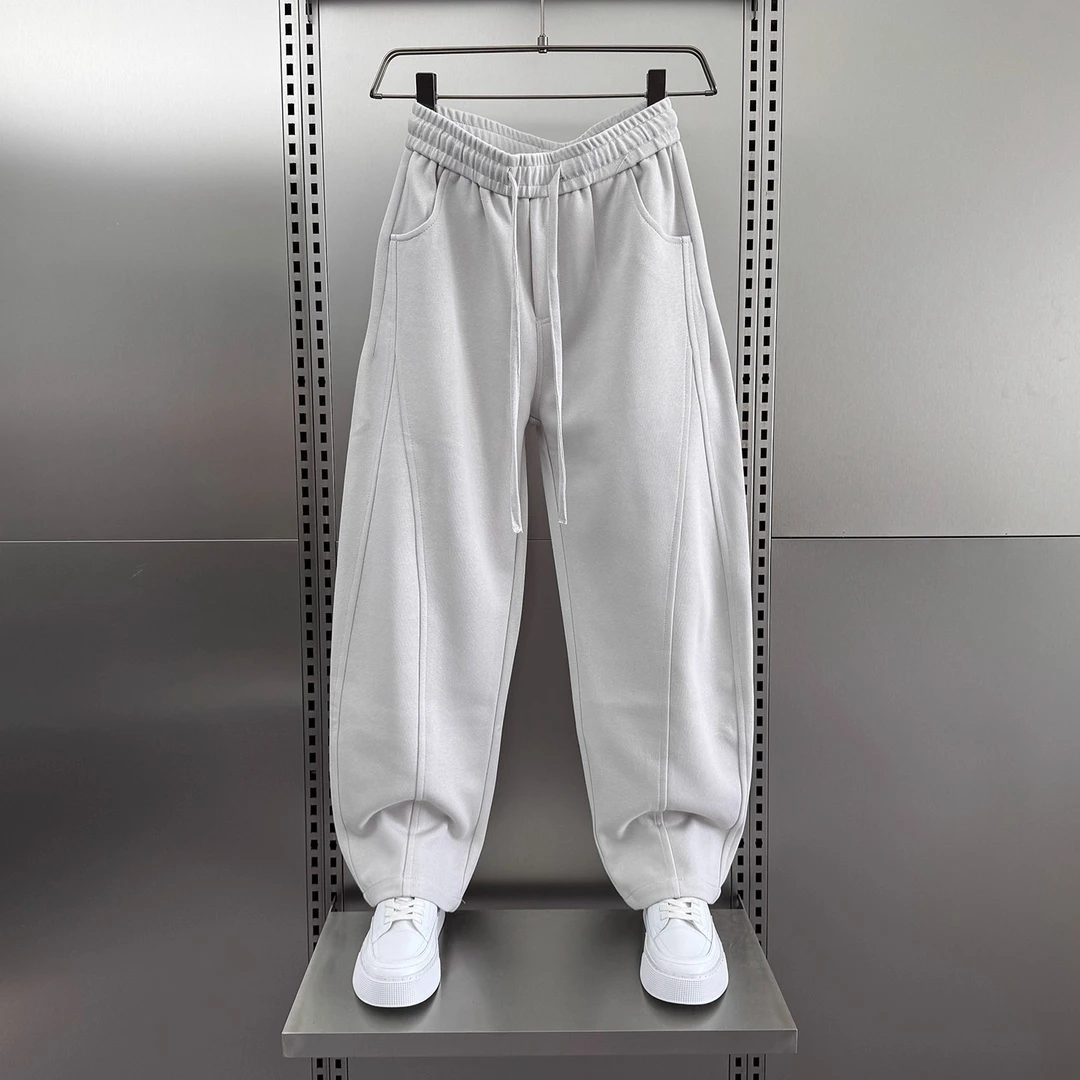 仓石一树2025秋季新款加厚宽松休闲裤男时尚纯色百搭运动直筒长裤