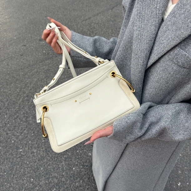 95新 Chloe/蔻依 蔻依白色手提包斜挎包
