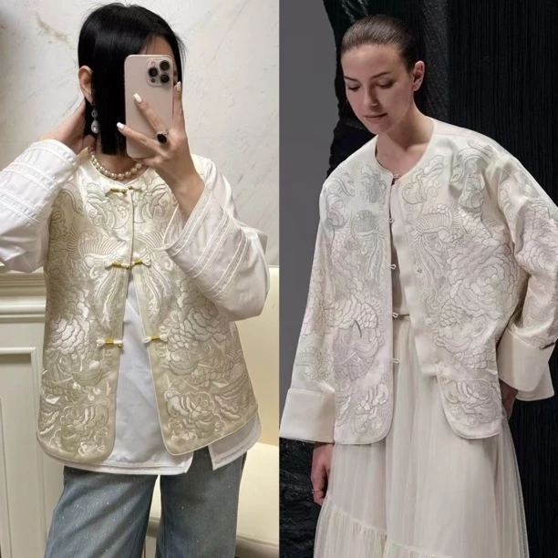 玛薇丝【玉光织梦】牡丹凤凰超重工刺绣马夹