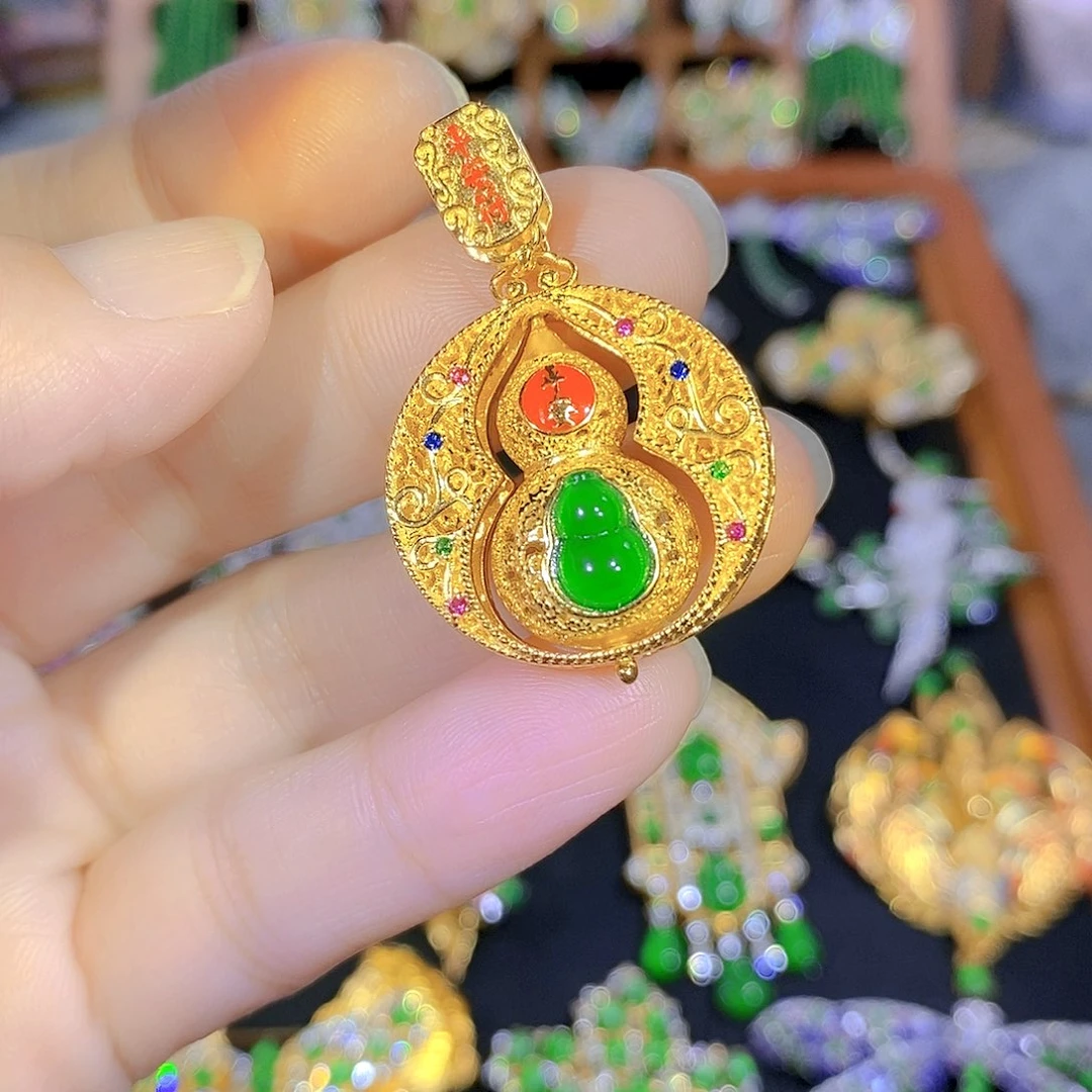 吊坠(不含链)银S925镶嵌翡翠