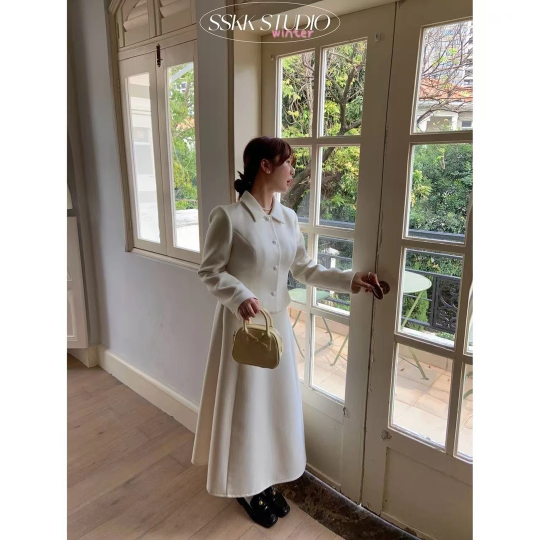 KMZY/KMZY山_山【许你耀眼】微胖显瘦千金小香感外套+高腰长裙套装