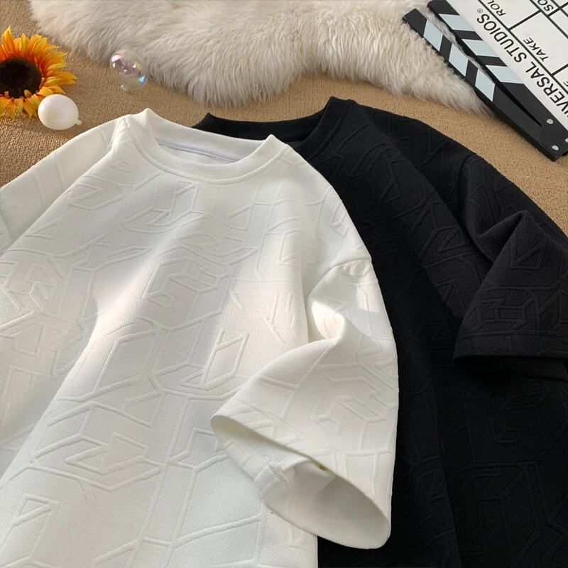 隐匿者2025夏季新款肌理感男士短袖T恤港风潮流百搭薄款圆领T恤男