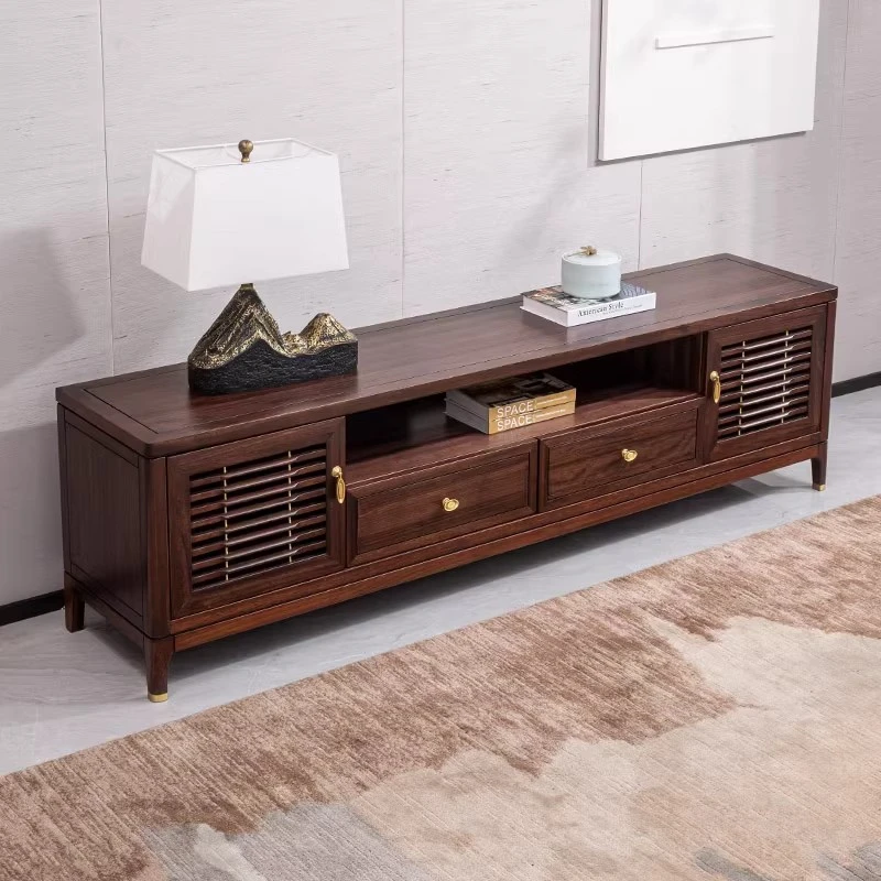 苏作新中式乌金木电视柜现代客厅储物柜简约家用实木电视柜落地柜