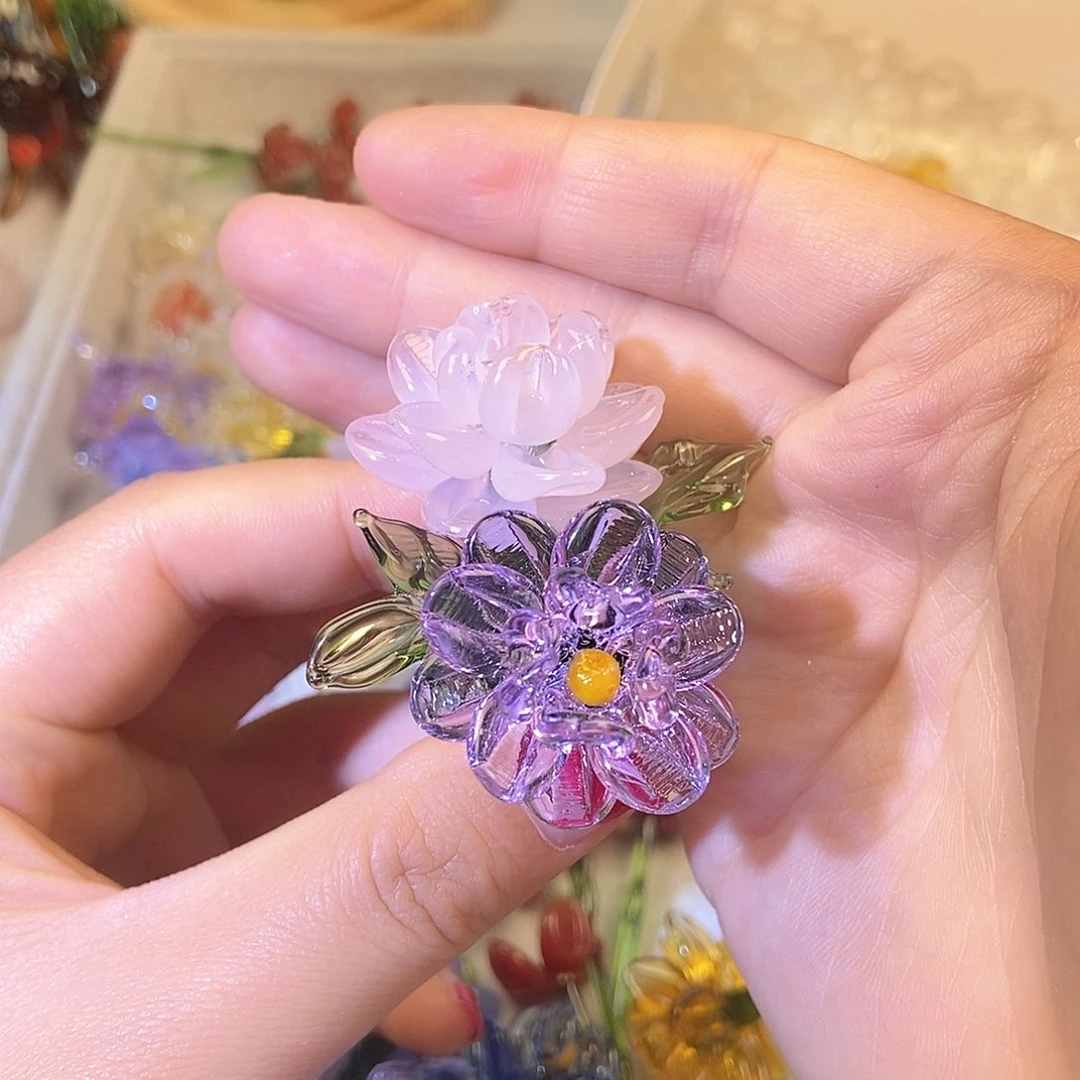 琉璃手工艺品L****)粉玉紫色