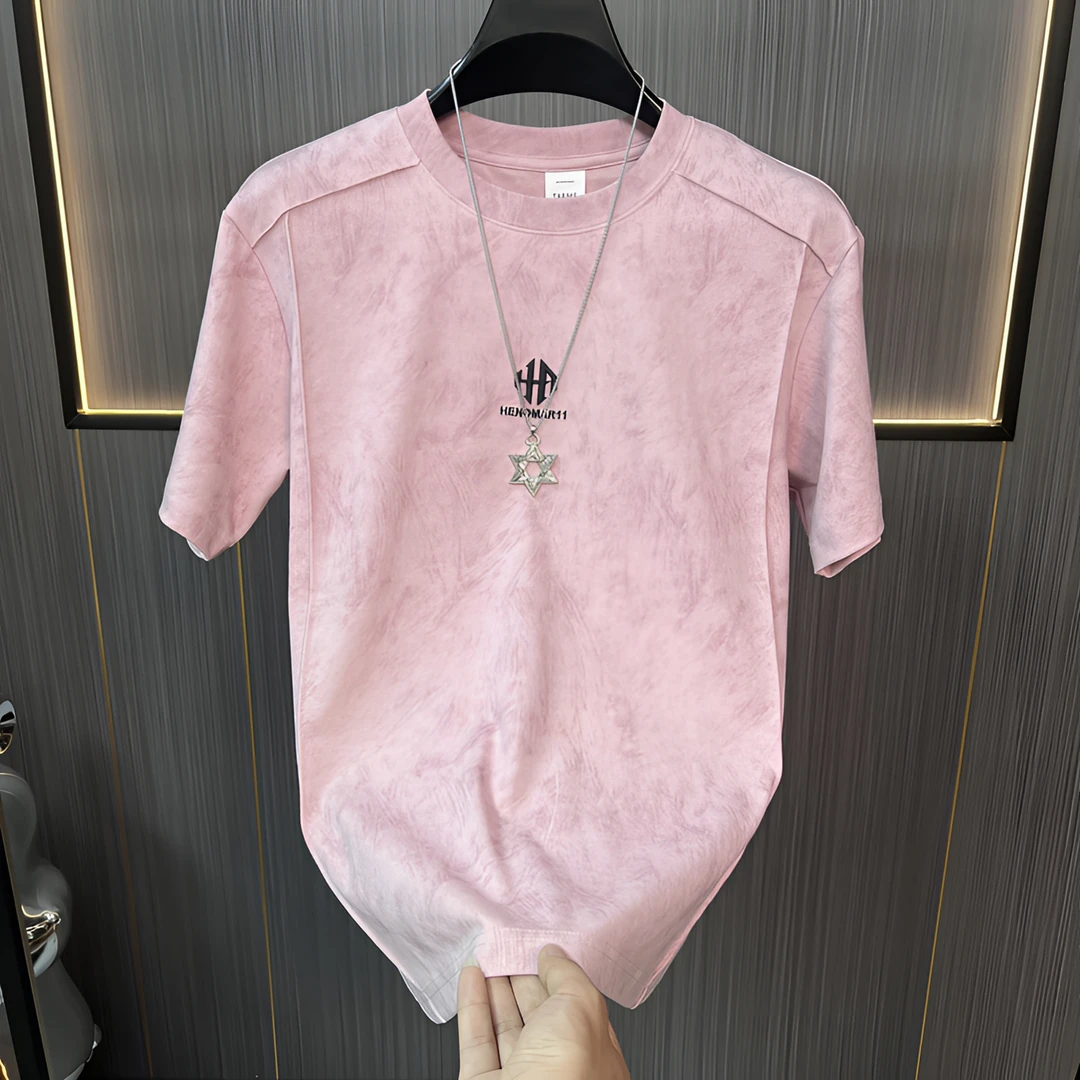 2025夏季新款潮流短袖男士时尚休闲半袖刺绣圆领宽松上衣男T恤