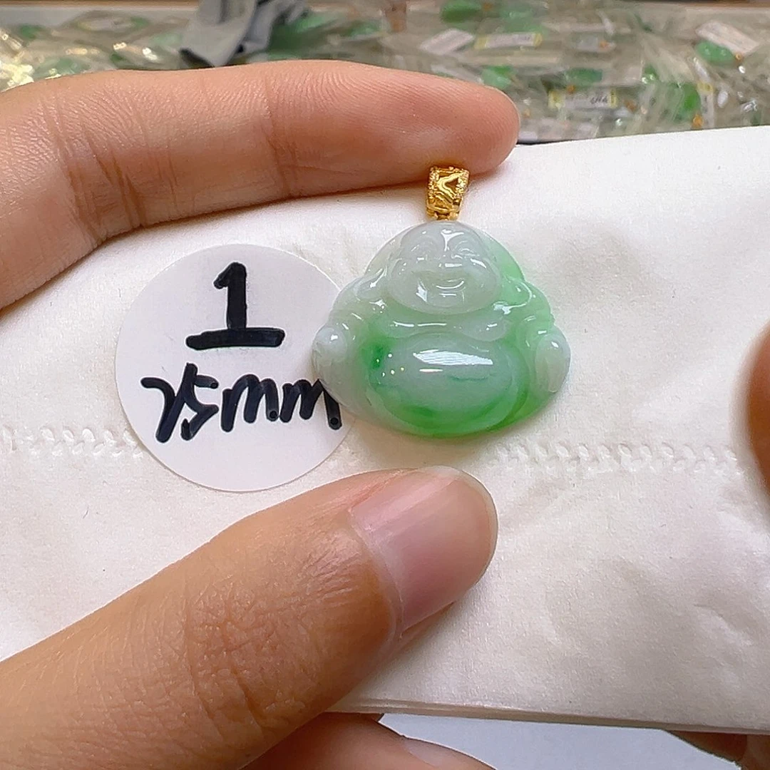 翡翠18K金镶嵌吊坠(不含链)翡翠