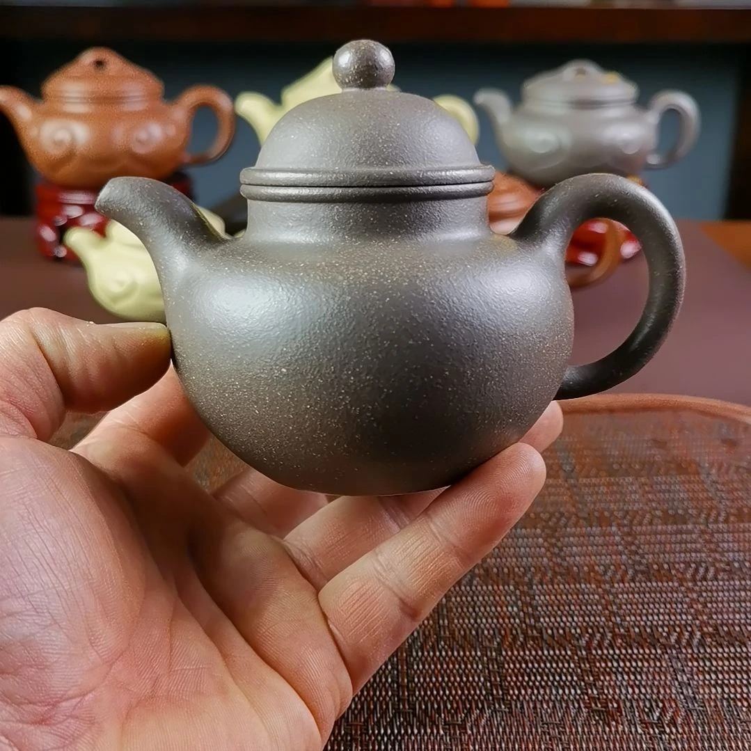 紫砂茶壶梨皮天青掇球300CC国工