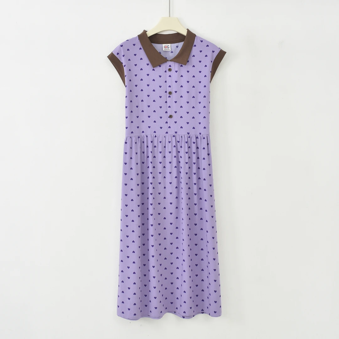 DD-[时尚百搭]2025夏季新款系扣时尚百搭棉绸连衣裙S08-1239