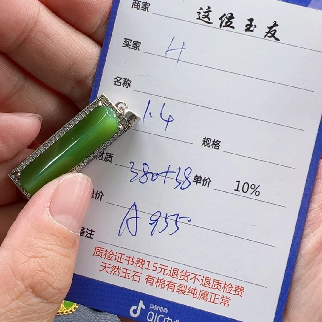 银S925镶嵌和田玉挂件H****r