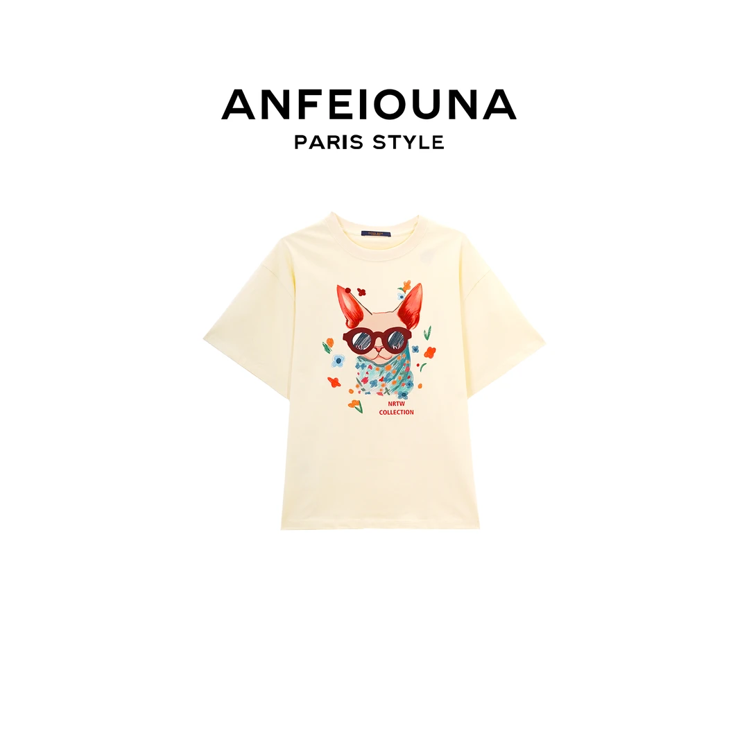 《斯文克斯猫》2025S/S印花短袖小T恤“氧气效应系列”上衣3506