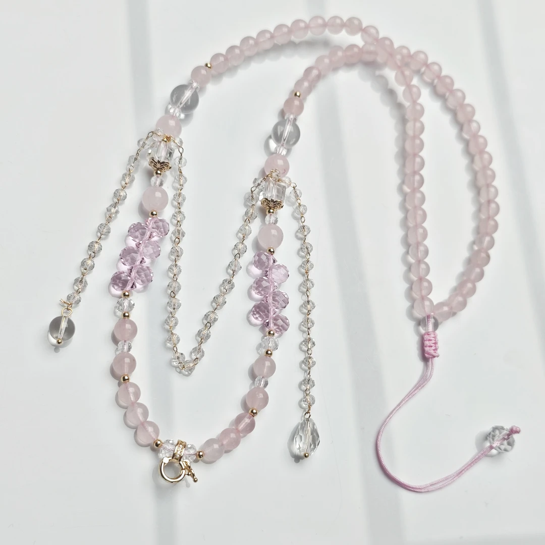 天然马粉玫瑰金配饰泡泡珠百搭款毛衣链（多样性随机发一条）