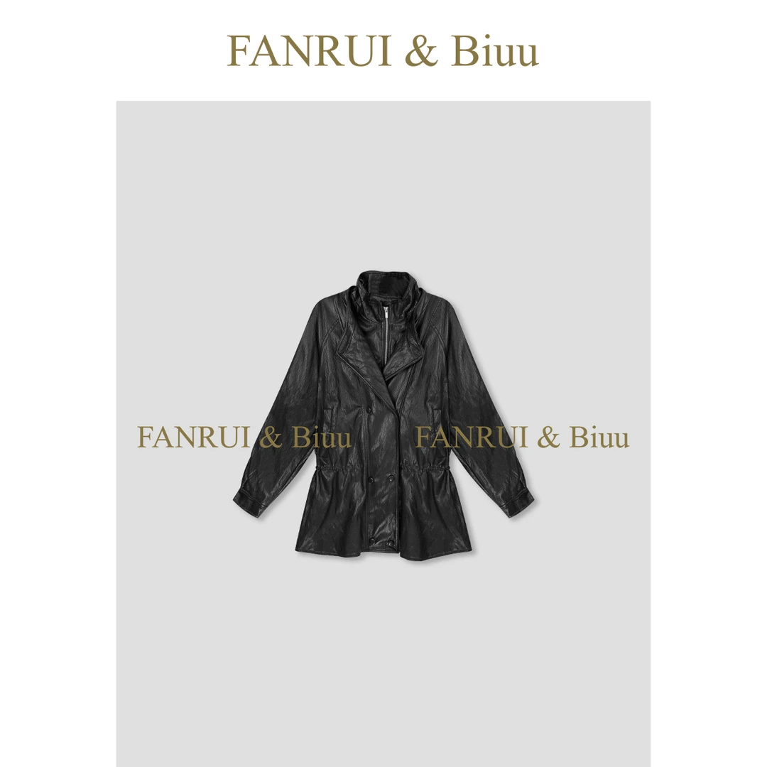 FANRUI/泛芮「贝贝biuu」时髦原创设计感高级感蛋白皮衣外套B18342