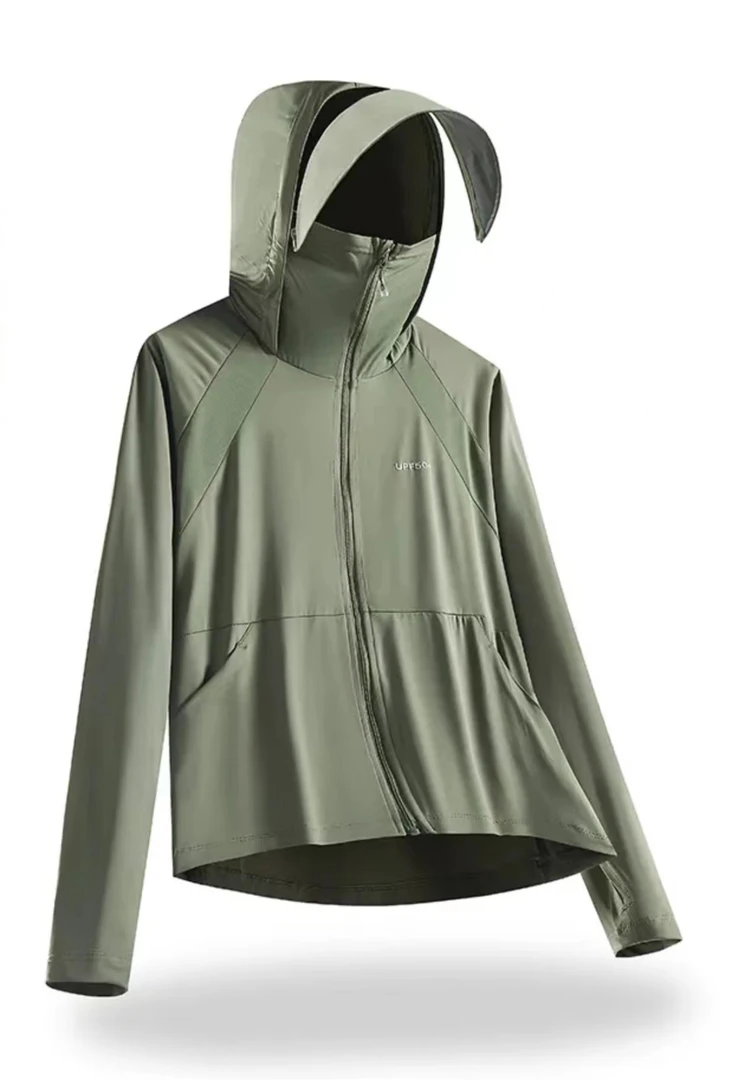 UPF50+女士休闲防晒衣 可拆卸大帽檐  黑胶原纱