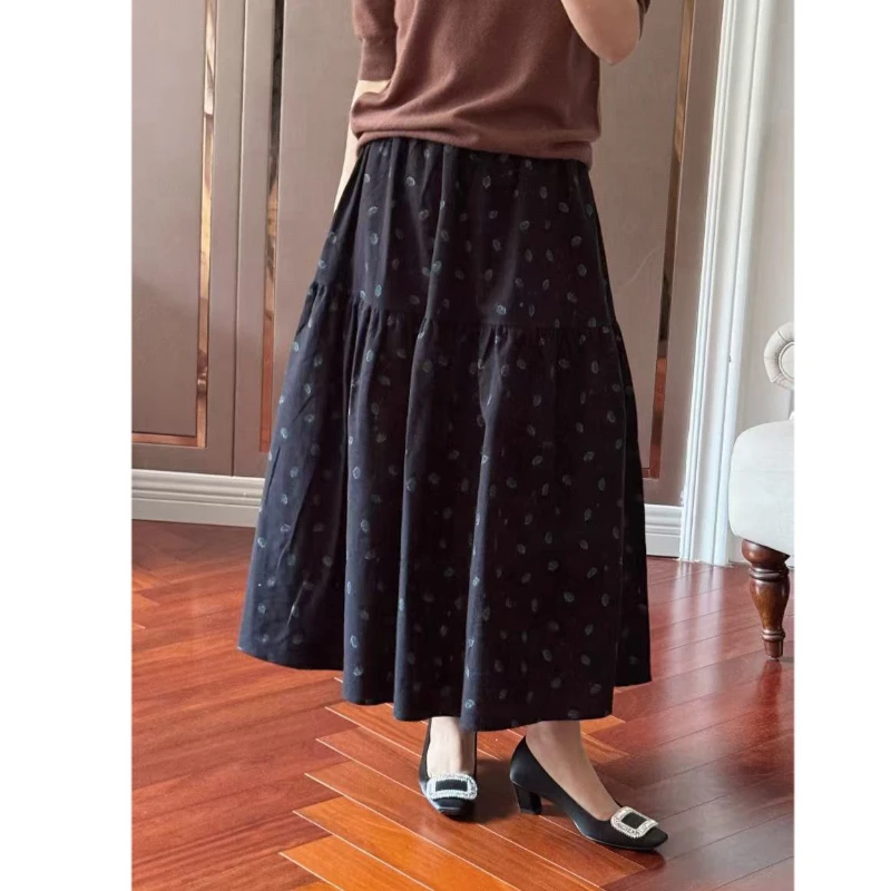 【若衣】特 绮园旧梦·印花加厚拼接蓬蓬优雅伞裙250053