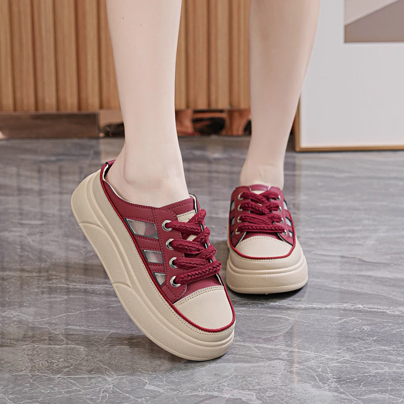 小白女鞋2024年新款夏季厚底外穿时尚无后跟懒人潮凉拖包头半拖鞋