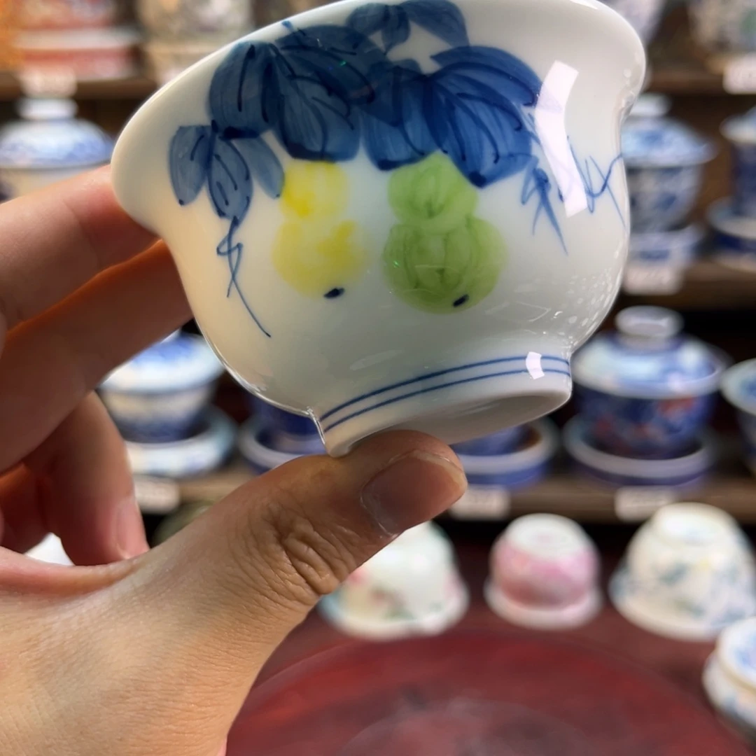 墨*手工手绘葫芦压手杯2个