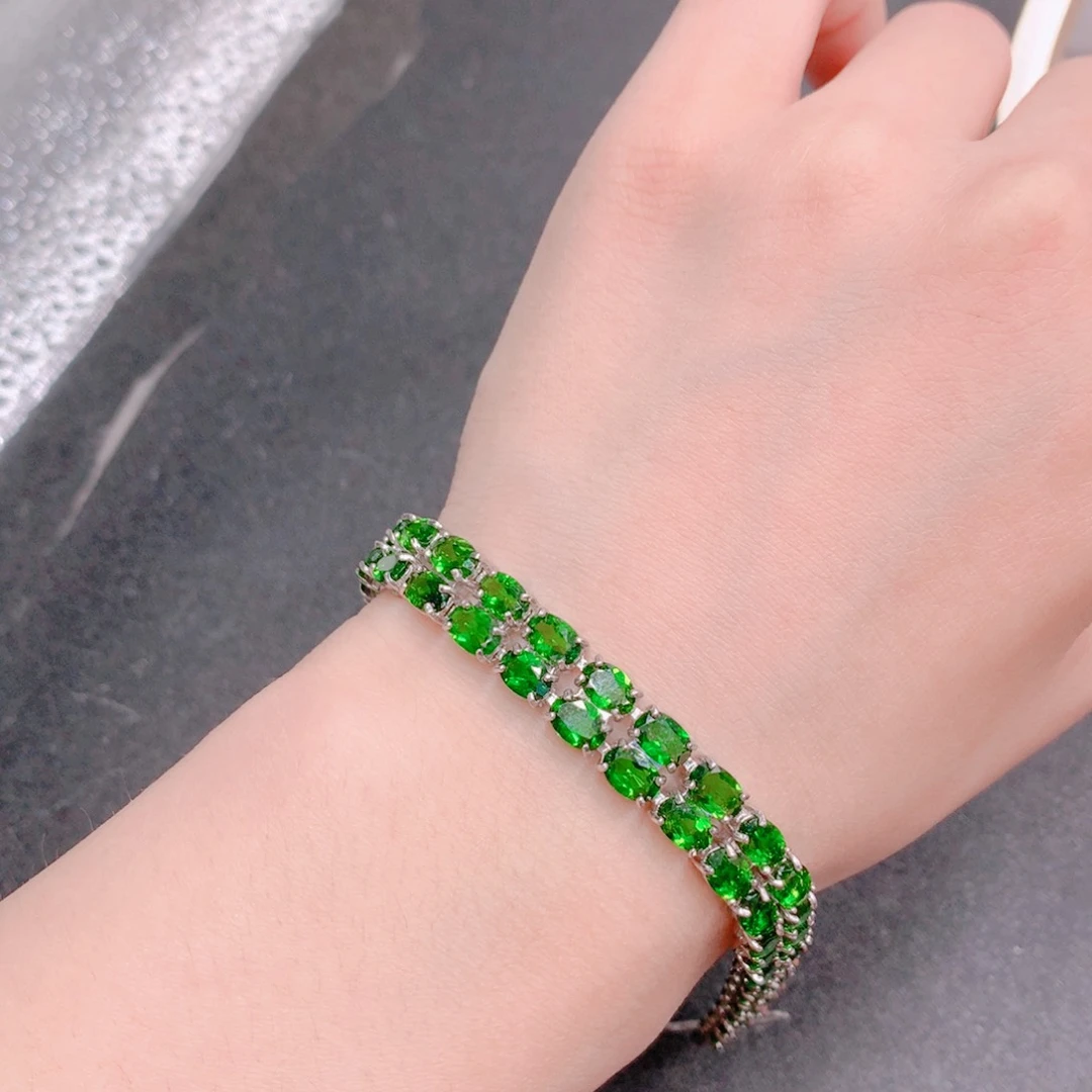 手链透辉石银S925镶嵌